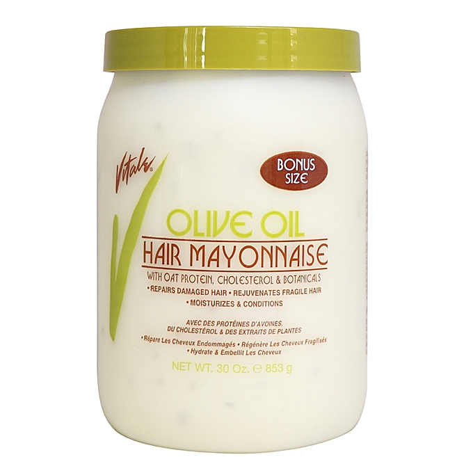 Vitale Olive Oil Hair Mayonnaise 30oz with Oat & Egg Protein and Vitamins -  Good on Color & Thermal Treated Hair - for Dry & Damaged Scalp Men, Women