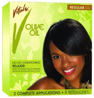 Vitale Olive Oil Relaxer Kit Regular 2 App. Oil Sheen Spray 15oz